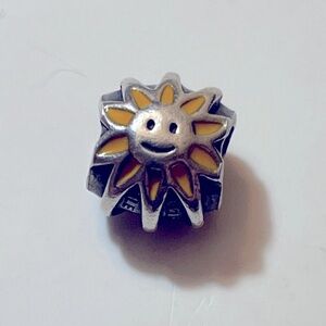 Pandora Sterling Silver & Yellow Enamel Sun Charm